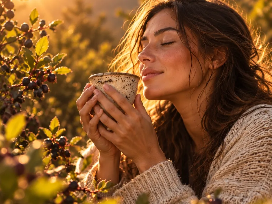 Mujer disfrutando una experiencia natural en la Patagonia chilena